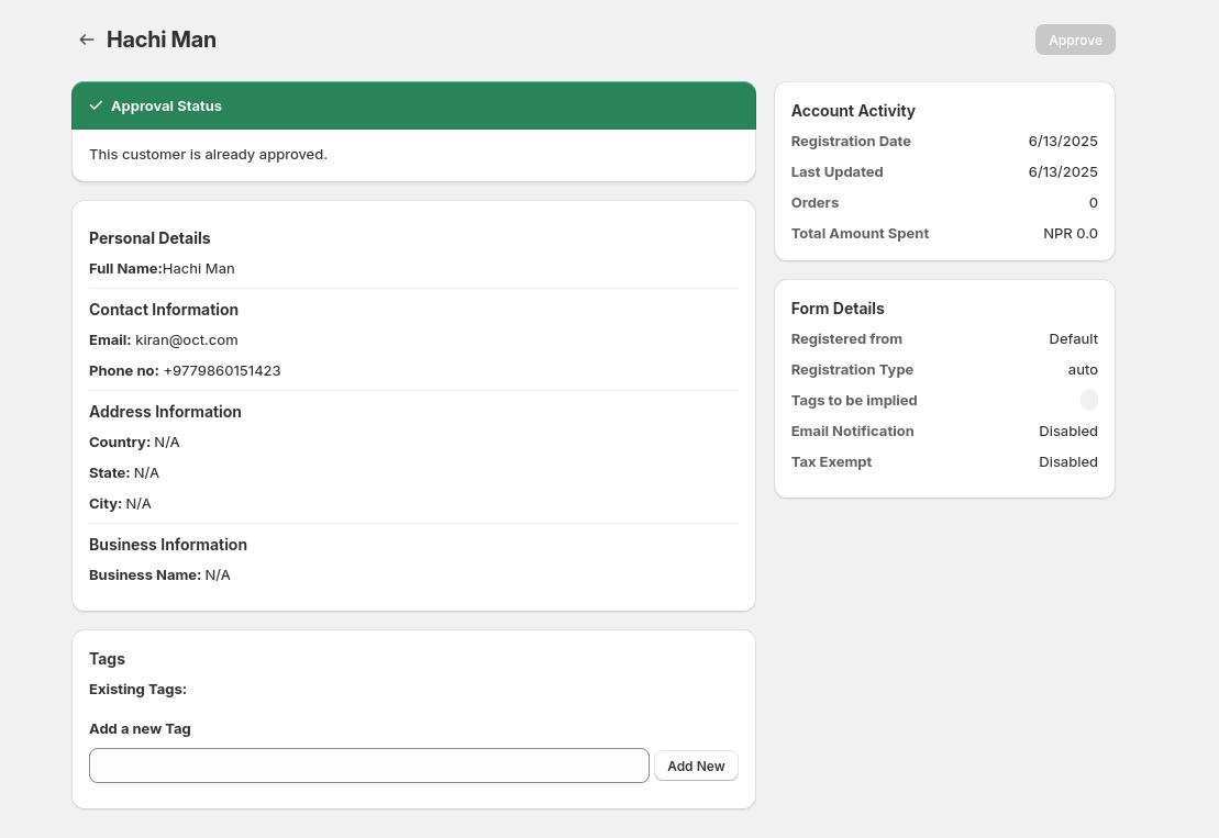 Customer Details