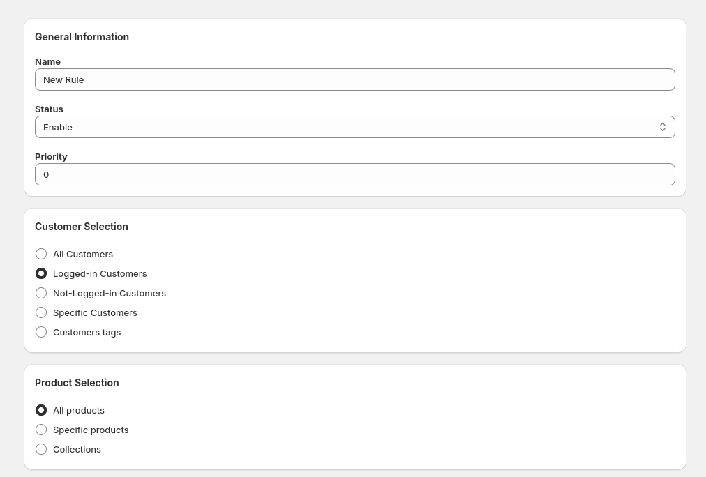 Order Limit Setup