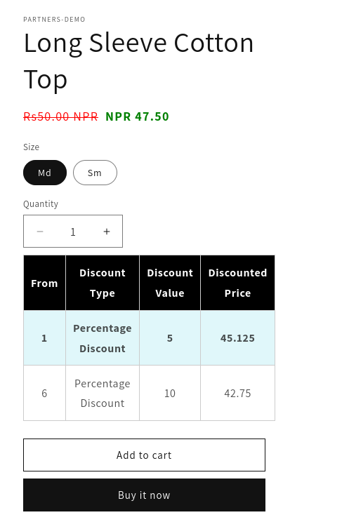 Quantity Break on Storefront