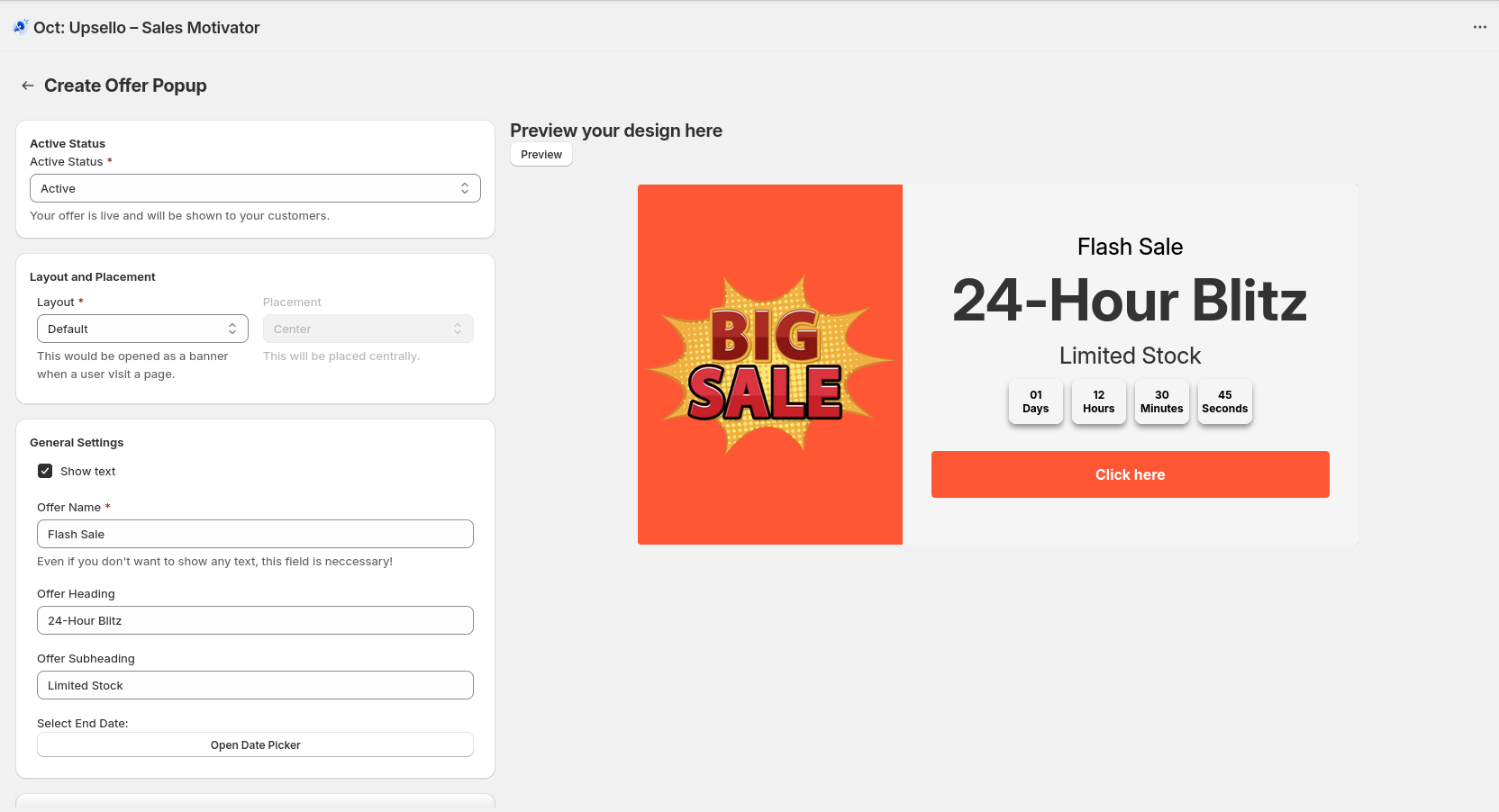 Customize Offer Popup