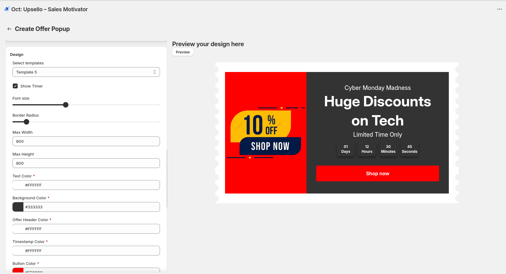 Customize Offer Popup