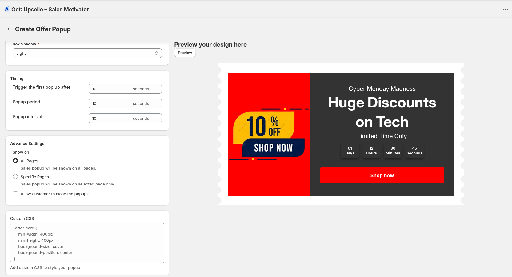 Offer Popup Preview