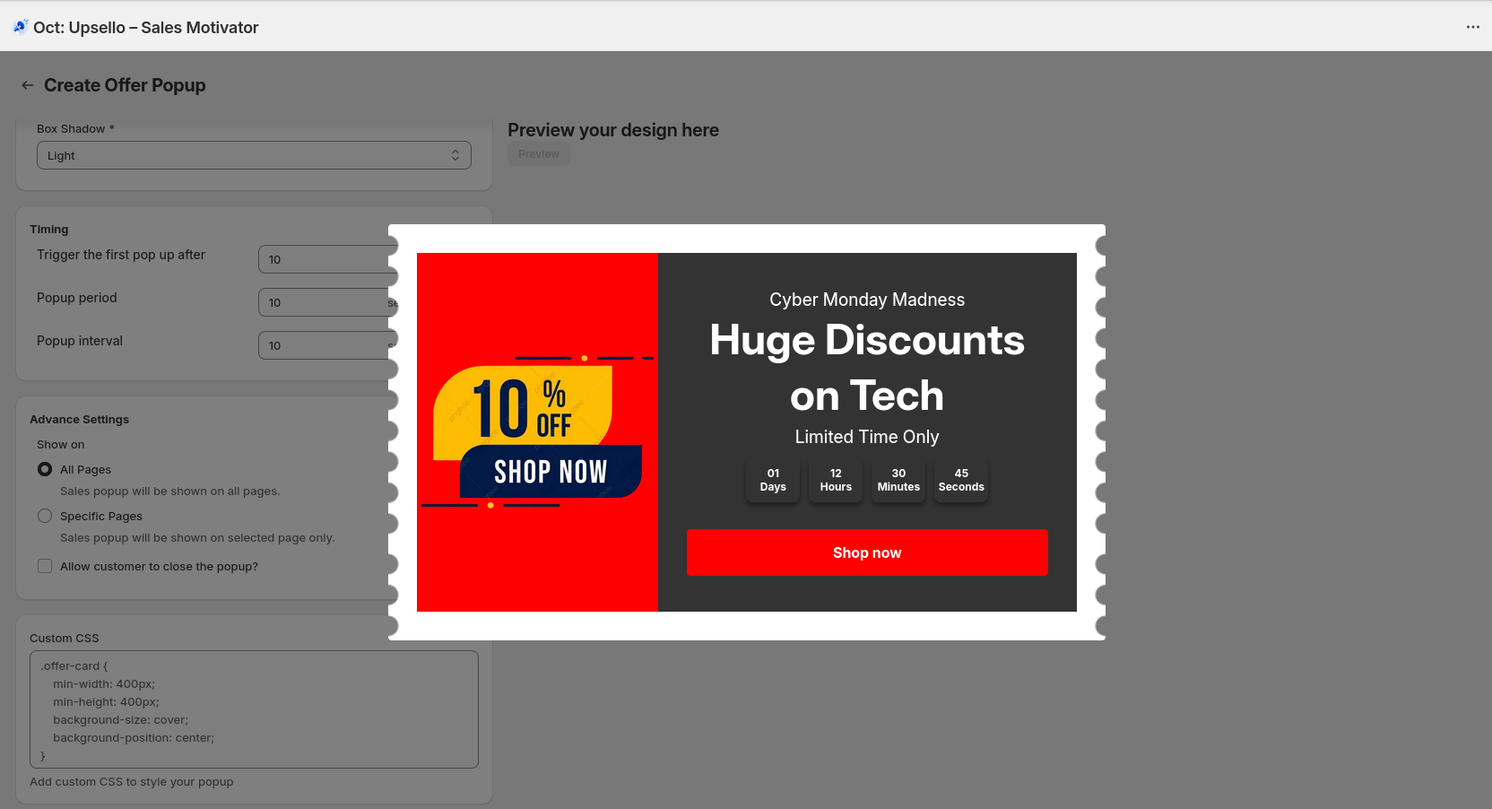 Offer Popup Preview