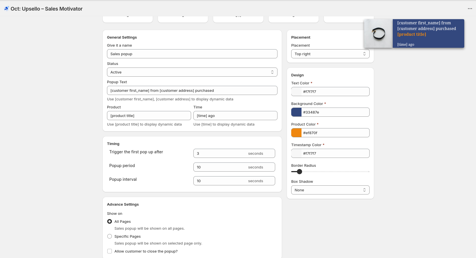 Customize Sales Popup